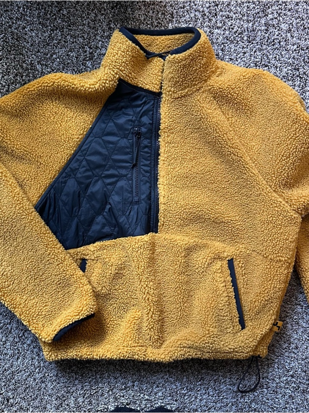 Yellow Sherpa Fleece Pullover crop